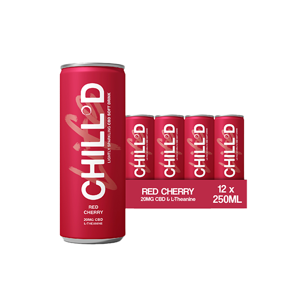 12 x CHILL°D 20mg CBD Sparkling Drink 250ml Red Cherry