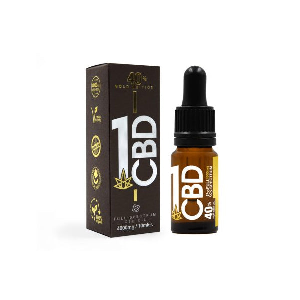 1CBD 40% Pure Hemp 4000mg CBD Oil Gold Edition 10ml